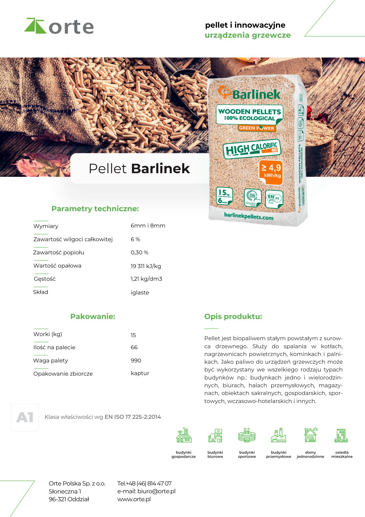 Pellet Barlinek 1 paleta na 65 worków