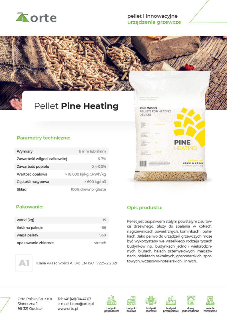 Pellet PineWood 6mm 1 paleta na 65 worków